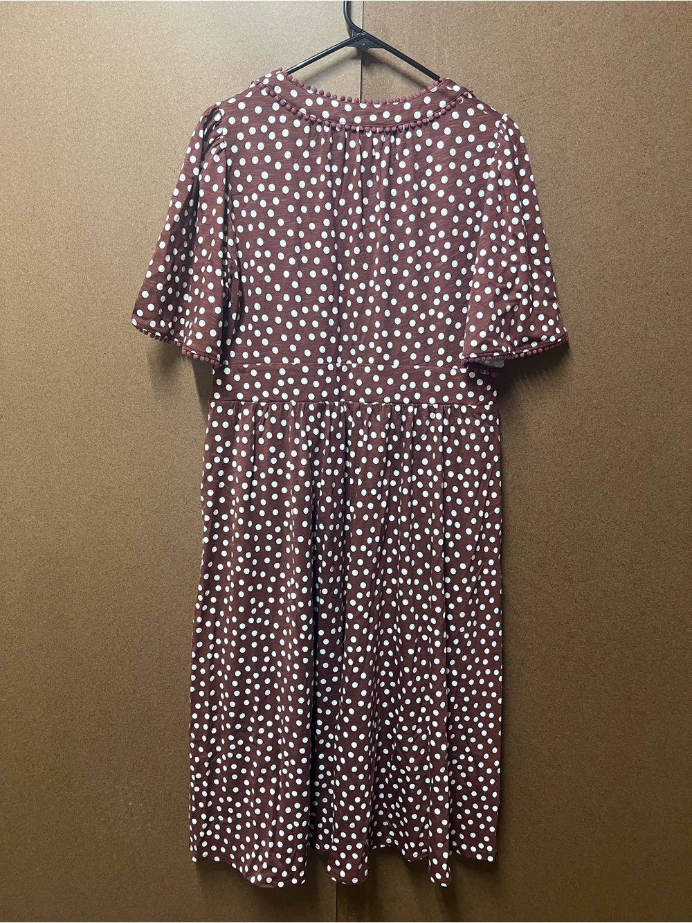NWT- Boden Maddie Trim Jersey Dress Burgundy Red Polka Dot Flowy Maxi Dress 12P - Picture 6 of 8